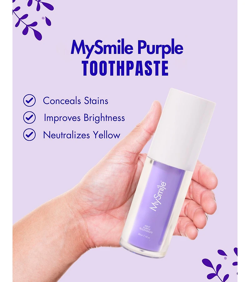 MySmile Purple Toothpaste for Tooth Brighten, Color Corrector Efficient Cleaning Toothpaste, 30ML Non-Sensitive Natural Tooth Stain Removal Toothpaste