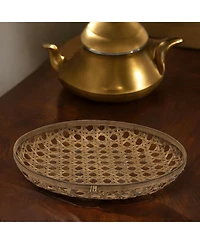 Slickblue Rustic Round Wicker Tray Versatile Accent Piece