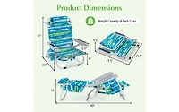Foldable Backpack Beach Chair with Cup Holder and Storage Pockets for Outdoor