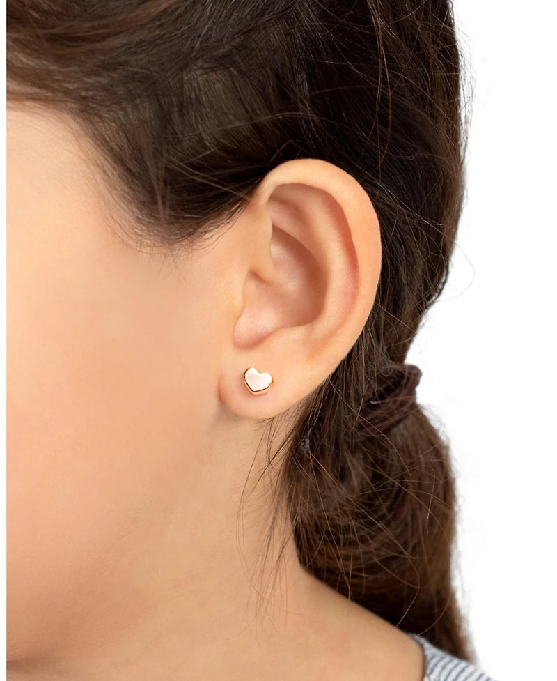Tiny Blessings Children's 14K Gold Modern Heart Studs Girls' Screw Back Earrings