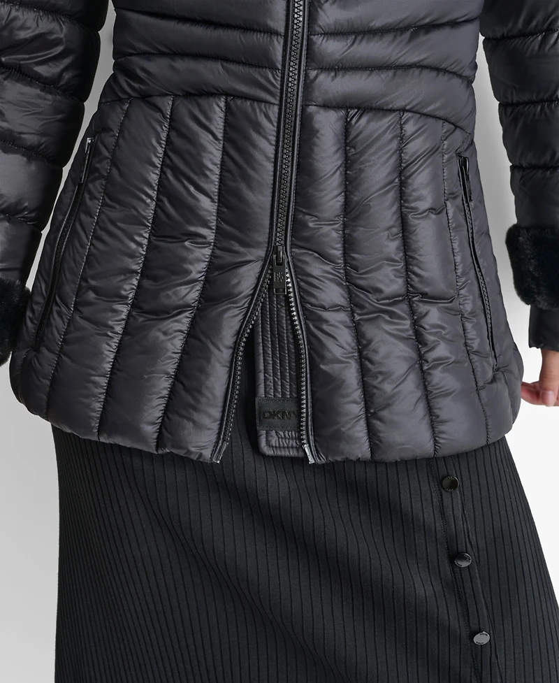Dkny Women's Faux-Fur Spread-Collar Puffer Jacket