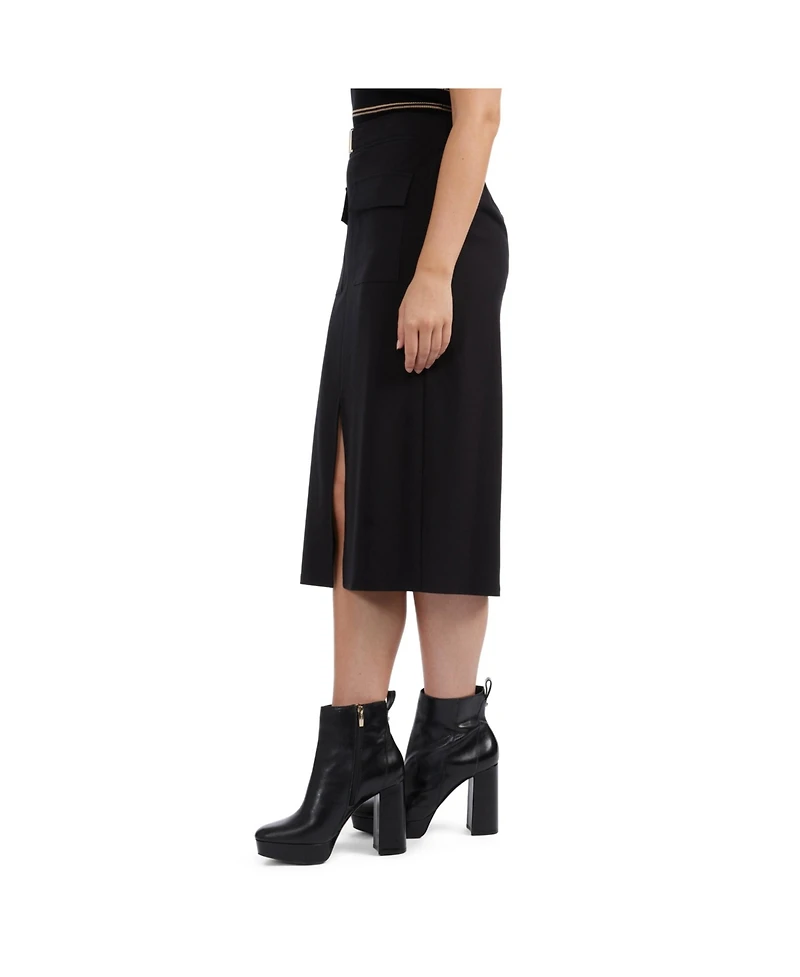 Ellen Tracy Women's Pull On Pencil Skirt with Buckle Detail