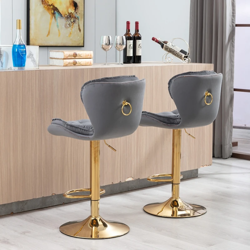 Streamdale Chrome Swivel Bar Stools with Adjustable Lift