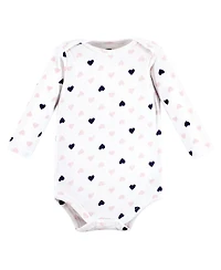 Hudson Baby Girls Cotton Long-Sleeve Bodysuits 5-Pack