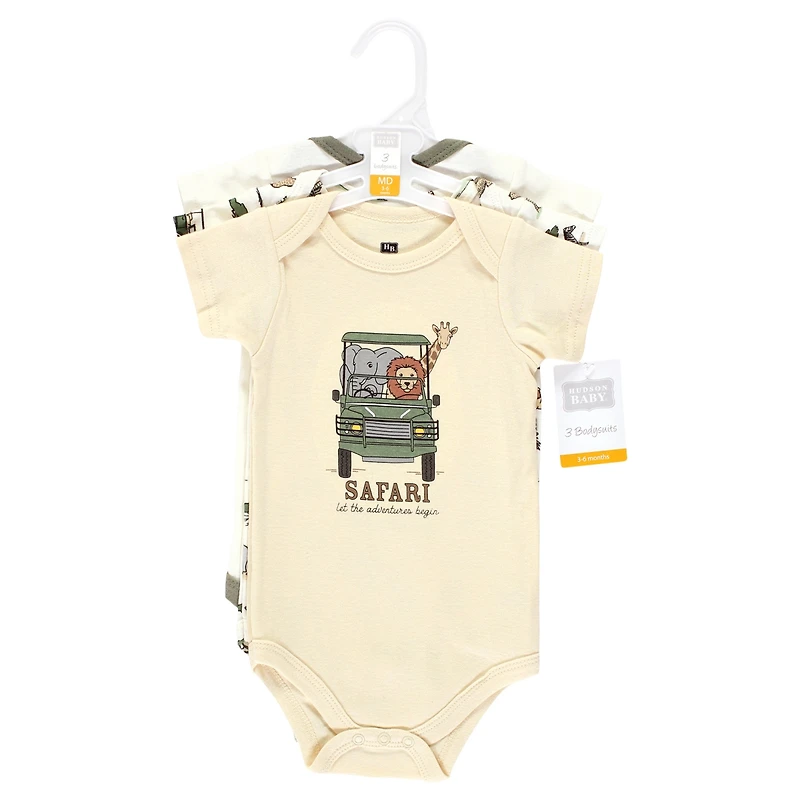 Hudson Baby Boys Unisex Soft Cotton Bodysuit Triple Pack