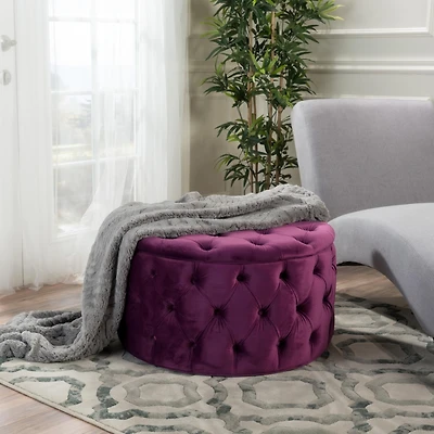 Streamdale Ottoman Velvet Modern Glam Button Tufted