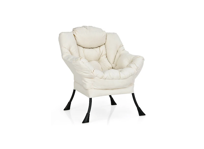 Modern Polyester Fabric Lazy Chair with Steel Frame and Side Pocket