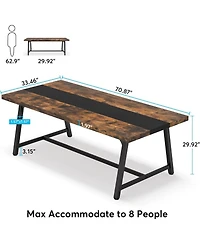 Tribesigns Dining Table for 8 People, 70.87-inch Rectangular Wood Kitchen Table with Strong Metal Frame, Industrial Large Long Dining Room Table