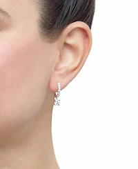 Grown With Love Lab Grown Diamond Dangle Small Hoop Earrings (1-1/2 ct. t.w.) in 14k White Gold