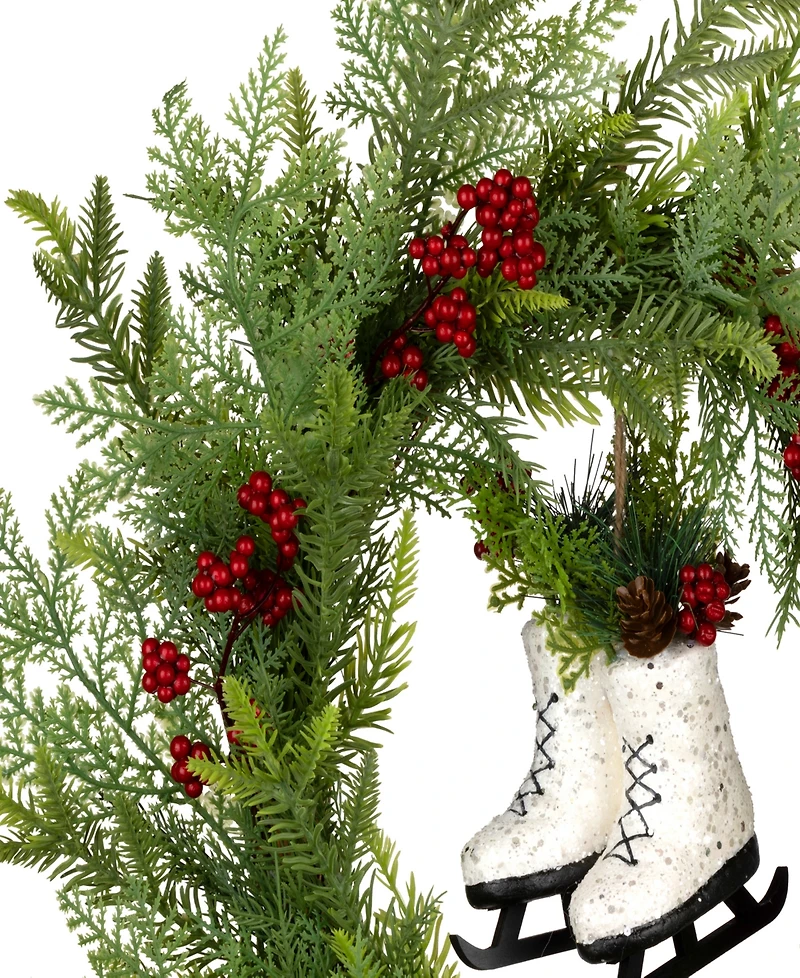 National Tree Company Winter Skates Wreath, 22 Inches