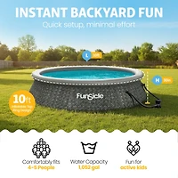 Funsicle 10' x 30" QuickSet Ring Top Above Ground Swimming Pool, Herringbone