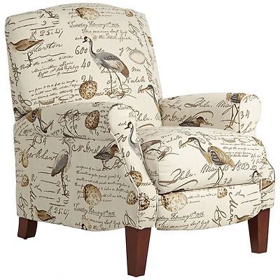 Kensington Hill Birdsong Script and Bird Recliner Chair Modern Armchair Comfortable Push Manual Reclining Footrest for Bedroom Living Room Reading