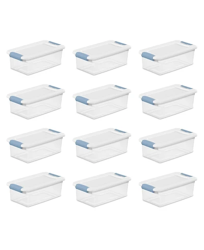Sterilite 6 Qt. Plastic Stackable Storage Box with Latching Lid, Clear (12 Pack)