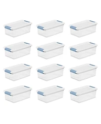 Sterilite 6 Qt. Plastic Stackable Storage Box with Latching Lid, Clear (12 Pack)