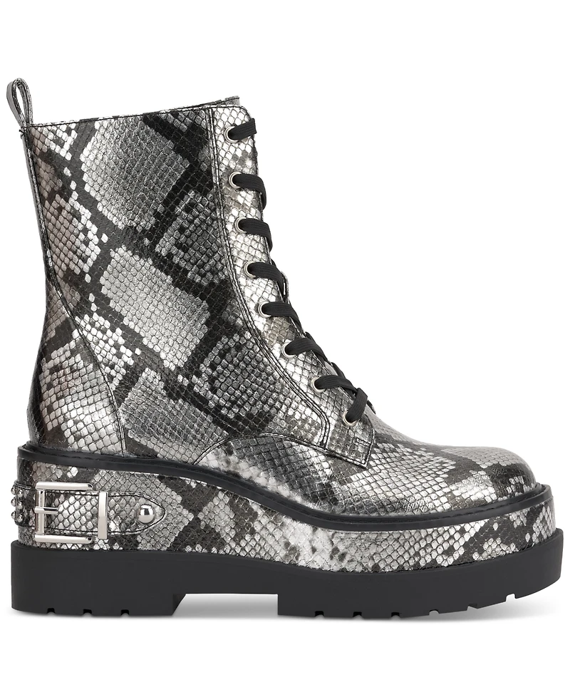 Jessica Simpson Women's Imelda Lace-Up Platform Wedge Combat Booties