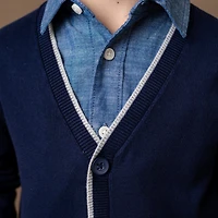 Hope & Henry Boys Organic Tipped Cardigan with Elbow Patches