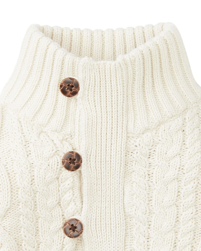 Hope & Henry Boys Organic Mock Neck Cable Sweater with Buttons