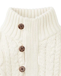 Hope & Henry Boys Organic Mock Neck Cable Sweater with Buttons