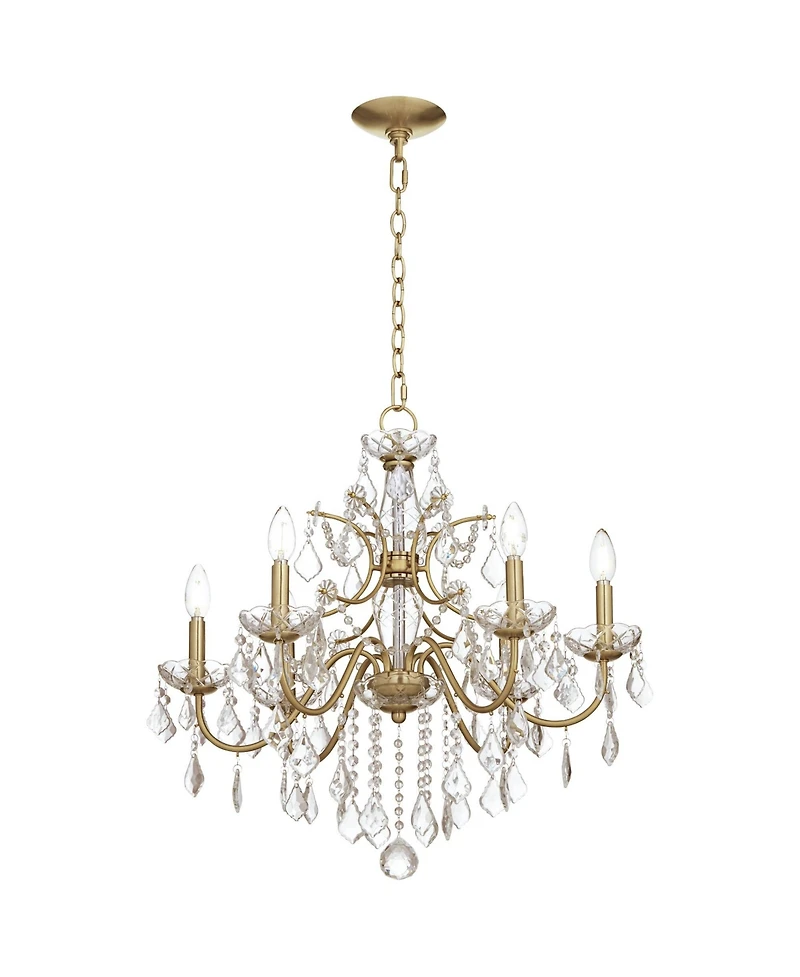 Vienna Full Spectrum Magrite Gold Hanging Chandelier Lighting 26 1/2" Wide French Clear Crystal Curved Arm 6-Light Fixture Dining Room House Foyer Ent
