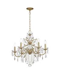 Vienna Full Spectrum Magrite Gold Hanging Chandelier Lighting 26 1/2" Wide French Clear Crystal Curved Arm 6-Light Fixture Dining Room House Foyer Ent