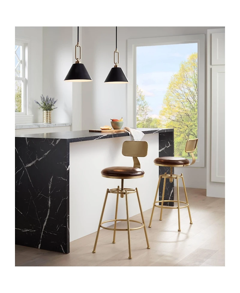 Stiffel Black Warm Gold Mini Pendant Light 11 1/2" Wide Modern Cone Shade Fixture for Dining Room House Kitchen Entryway Bedroom