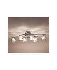 Possini Euro Design Modern Ceiling Light Semi Flush Mount Fixture 30 1/2" Wide Chrome 6-Light Clear Glass Crystal Cube Shades for Bedroom Kitchen