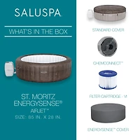 Bestway SaluSpa St Moritz AirJet Inflatable Hot Tub w/ EnergySense Cover, Brown