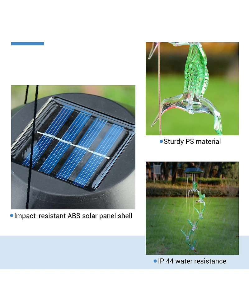 Hummingbird Solar Led Light Wind Chimes Home Garden Xmas Gift Decor Lamp Us