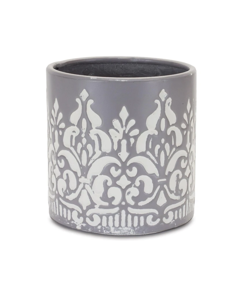 Slickblue Set of 2 Ornate Metal Planters for Elegant Indoor and Outdoor Decor