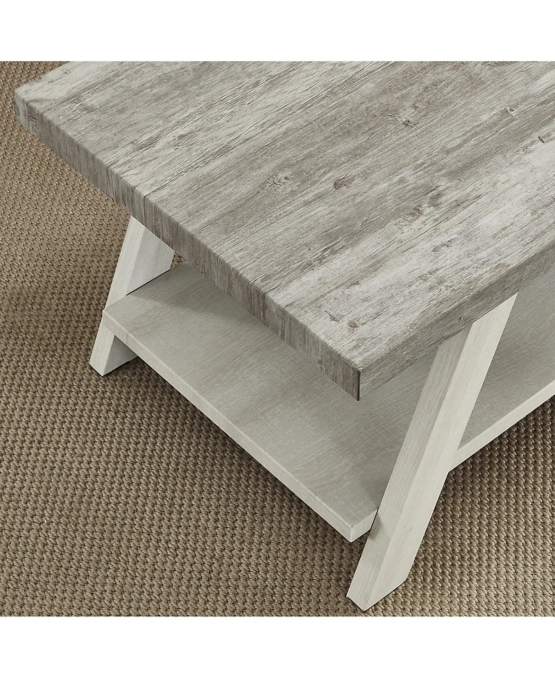 Streamdale Furniture Two-Tone Wood Shelf End Table in Weathered Gray and Beige