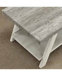 Streamdale Furniture Two-Tone Wood Shelf End Table in Weathered Gray and Beige
