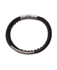 Trafalgar Loose Fit Beaded and Leather 3 Strand Bracelet