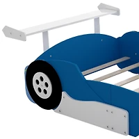 Streamdale Full Race Car-Shaped Platform Bed With Wheels, Blue
