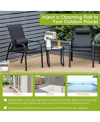 Slickblue 3 Pieces Patio Bistro Furniture Set with Adjustable Backrest