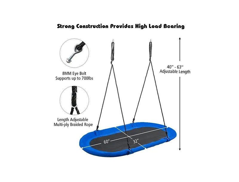Slickblue Kids Heavy-Duty Saucer Swing Set for Backyard with Adjustable Height