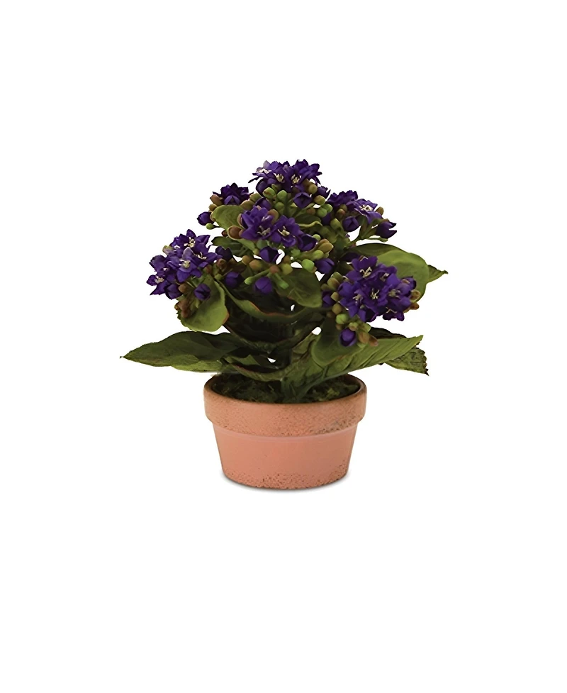Slickblue Set of 4 Kalanchoe Plants with Pots-7 Inches High, Lifelike Artificial Flowers in Stylish Containers for Home Decor