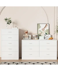 Sugift 6 Drawer White Dresser for Bedroom Versatile Chests of Drawers