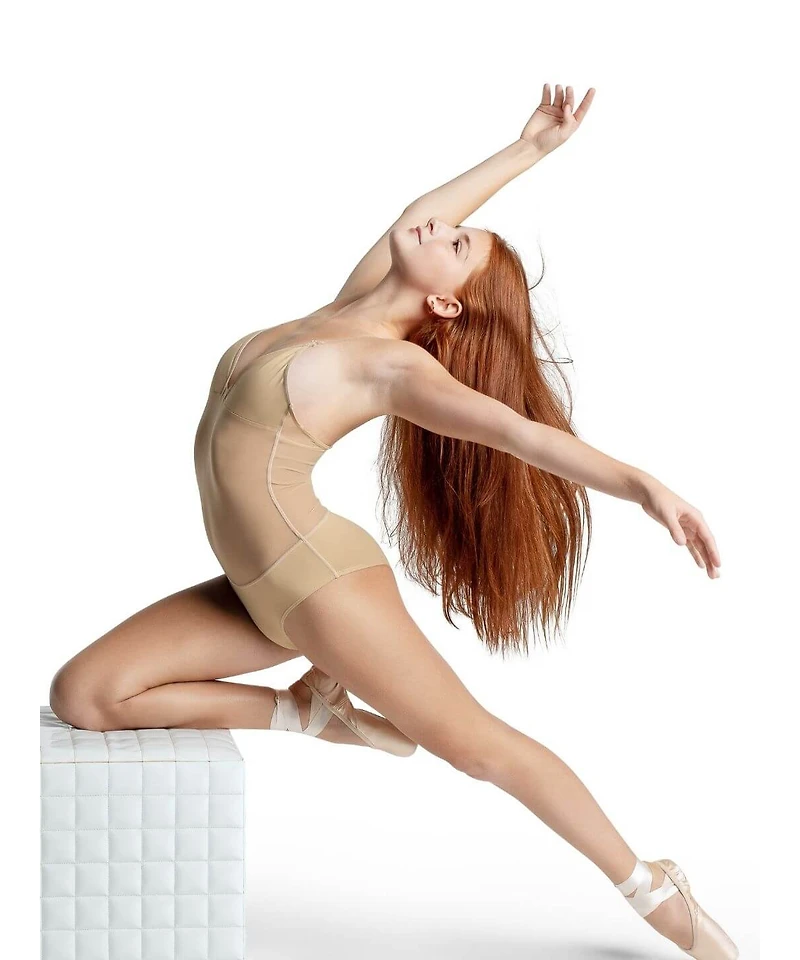 Capezio Girls Plunge Neck Mesh Midriff Leotard