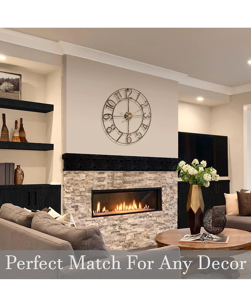 Sorbus Large Wall Clock for Living Room Decor - Numeral Kitchen 24 inch Decorative (Gold)