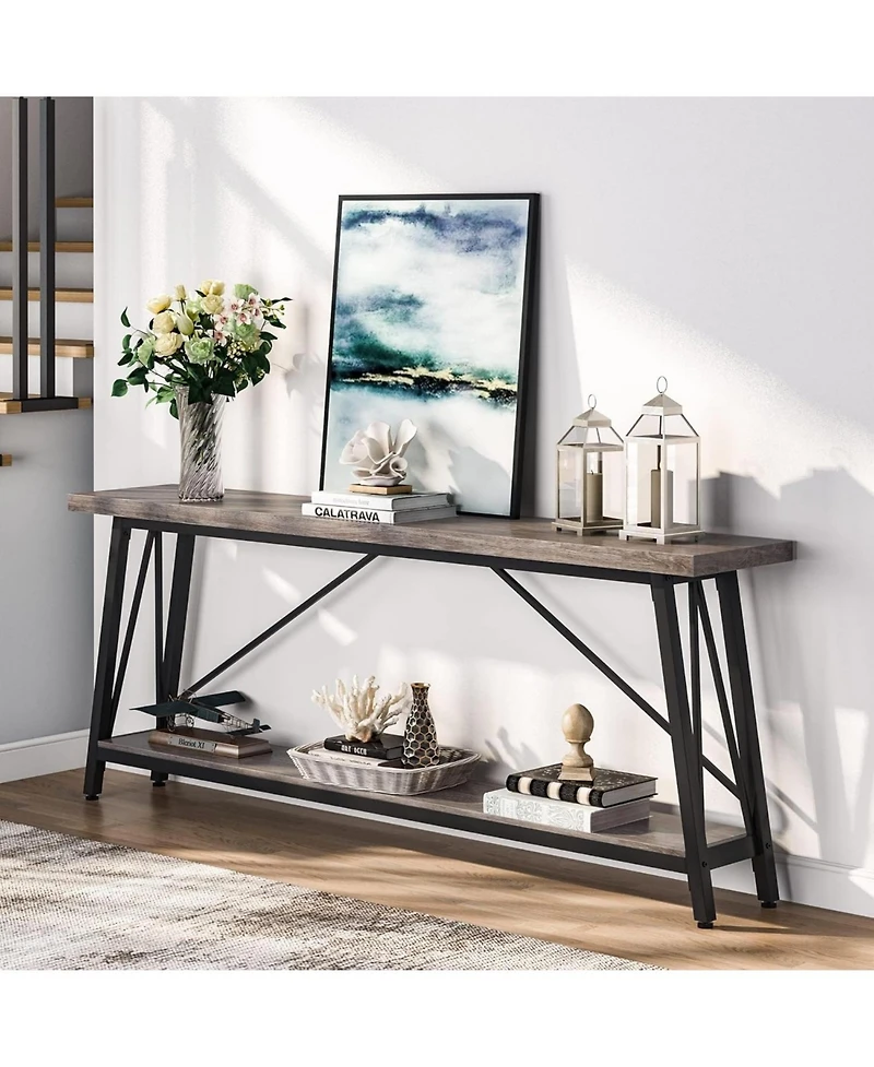 Tribesigns 70.9 Inches Extra Long Sofa Table Behind Couch, Industrial Entry Console Table for Hallway, Entryway, Living Room