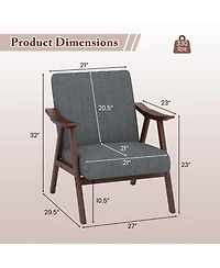 Modern Accent Chair Leisure Armchair with Felt Pads-Grey