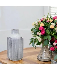 Slickblue Rustic Ribbed Terra Cotta Vase Charming Home Decor Accent