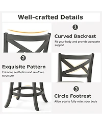 Set of 2 Swivel Bar Stools with Hollow Back and Padded Seat for Counter Height