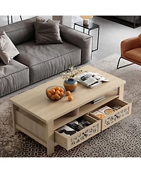 Slickblue 3-tier Coffee Table with 2 Drawers and 5 Support Legs