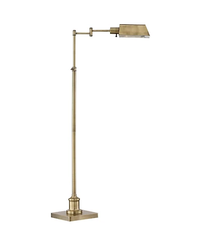 Regency Hill Jenson Traditional Pharmacy Swing Arm Floor Lamp 54" Tall Adjustable Aged Brass Metal Shade for Living Room Reading Bedroom Office