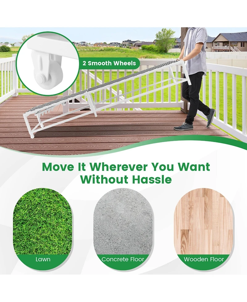 Costway Patio Lounge Chair Chaise Adjustable Reclining Chair Garden Deck Wheel