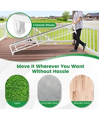 Costway Patio Lounge Chair Chaise Adjustable Reclining Chair Garden Deck Wheel