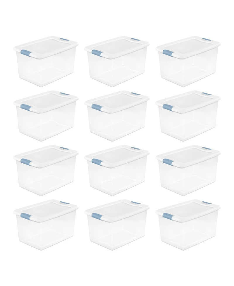 Sterilite Qt Clear Plastic Stackable Storage Bin w/ White Latch Lid