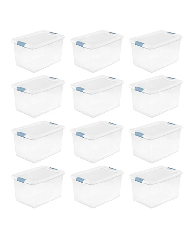 Sterilite Qt Clear Plastic Stackable Storage Bin w/ White Latch Lid