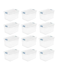 Sterilite Qt Clear Plastic Stackable Storage Bin w/ White Latch Lid